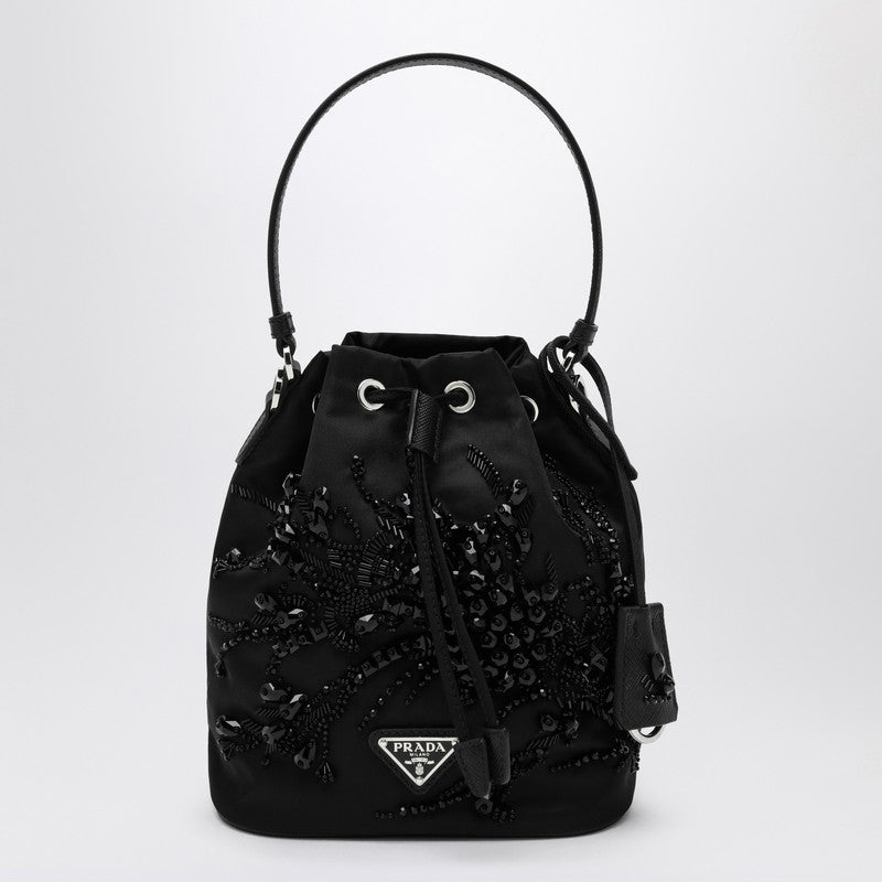 Prada Black Re-Nylon mini bag with embroidery 1BE067WRM2C4QP_PRADA-F0002