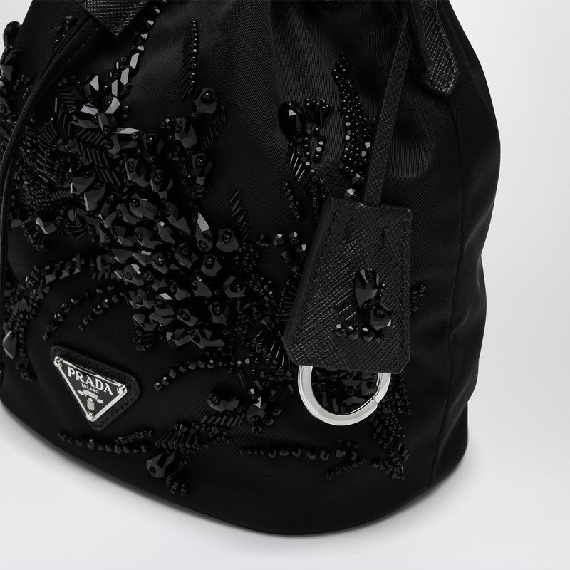 Prada Black Re-Nylon mini bag with embroidery 1BE067WRM2C4QP_PRADA-F0002