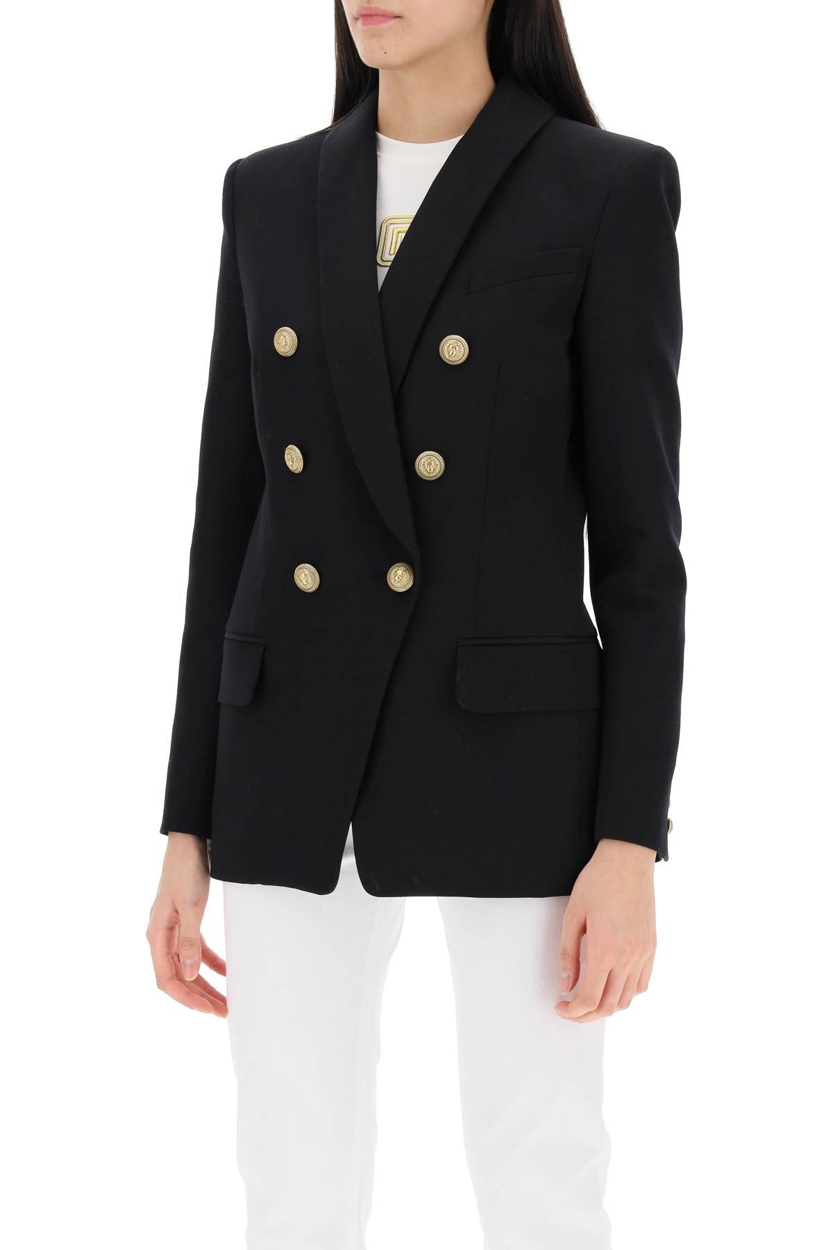 Balmain double-breasted jacket with shaped cut CF1SH020WC090PA