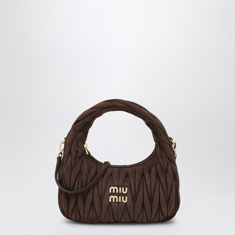 MIU MIU Small Miu Wander bag in browne suede leather 5BC125OOY2B7OP_MIU-F0003