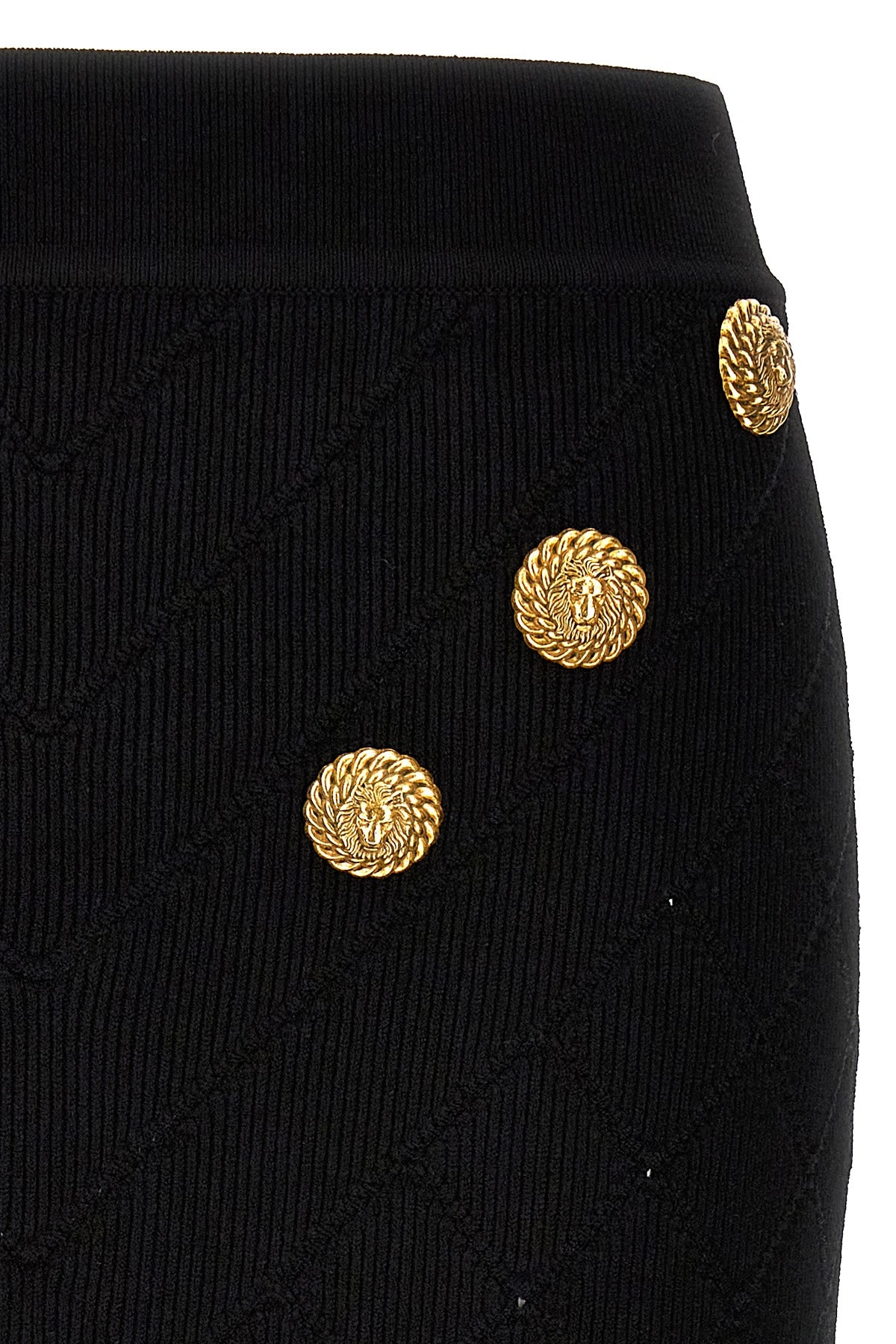 Balmain LOGO BUTTON KNITTED SKIRT CF1LB004KF530PA