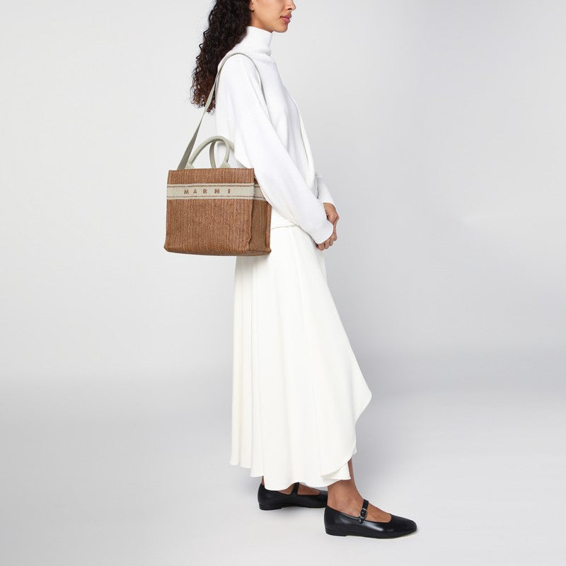 Marni Small tote bag écru in raffia-effect fabric SHMP0077L0P7945P_MARNI-ZO822