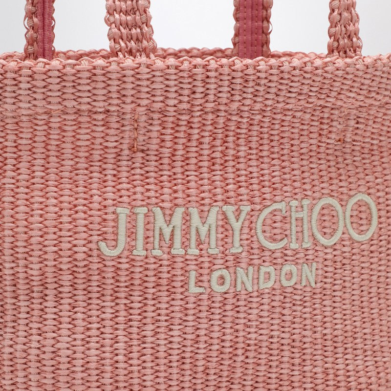 JIMMY CHOO Small Beach Tote East-West in pink rafia BEACHTOTEEWMINIJYNP_JIMCH-RS