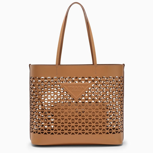 Prada Large brown perforated leather shopping bag 1BG503OOO2CY4O_PRADA-F0018