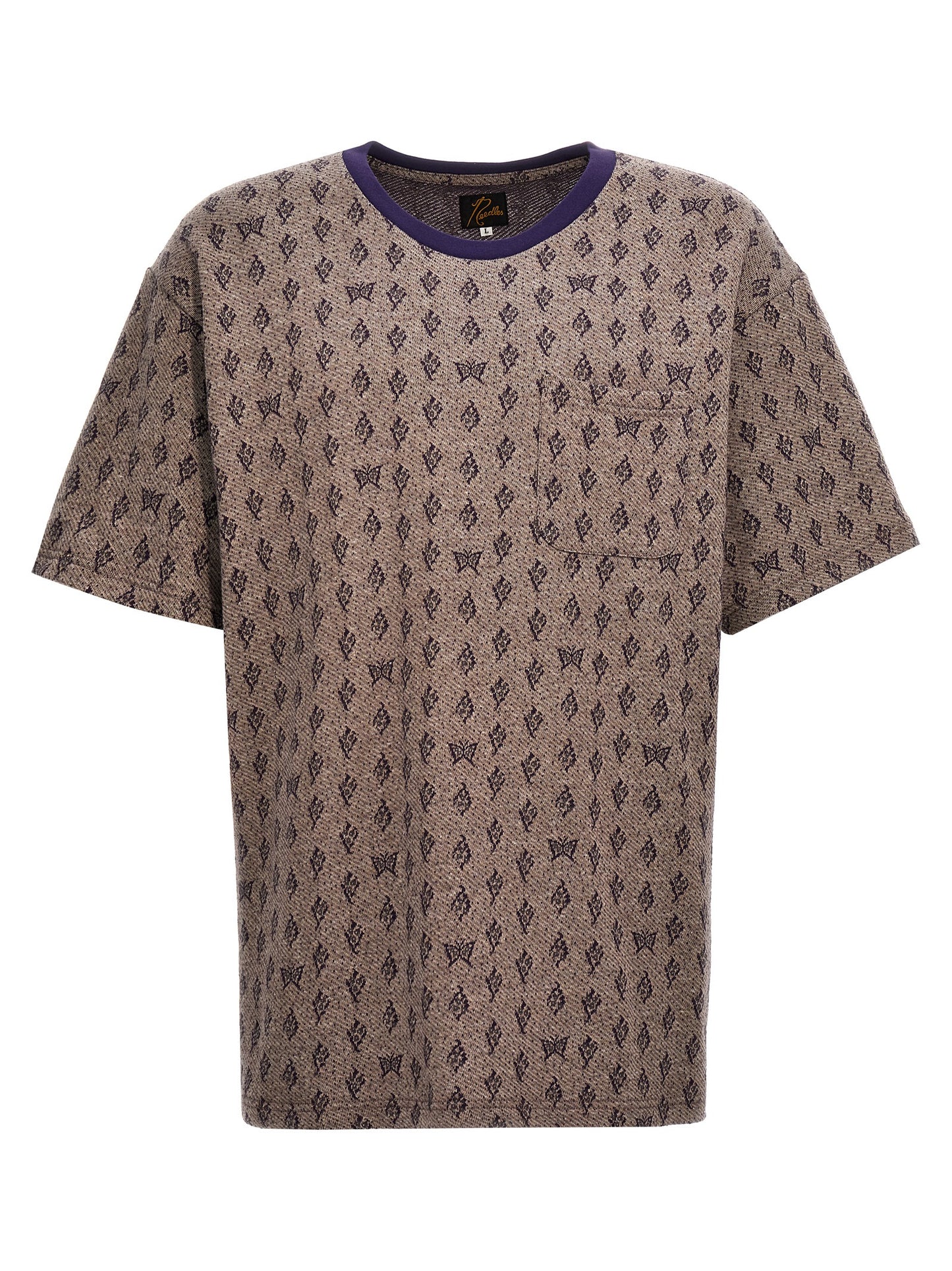 Needles JACQUARD PATTERNED T-SHIRT OT243BGREYPURPLE