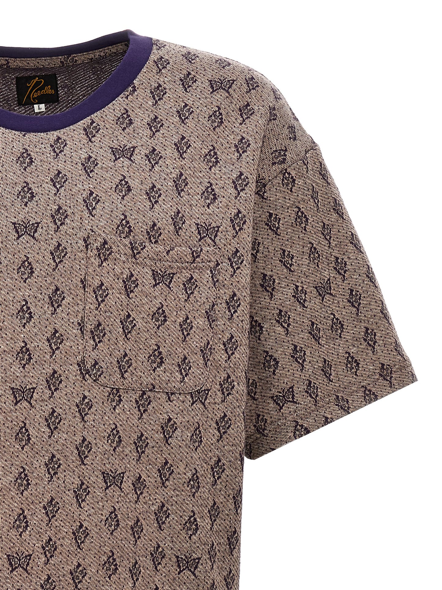 Needles JACQUARD PATTERNED T-SHIRT OT243BGREYPURPLE