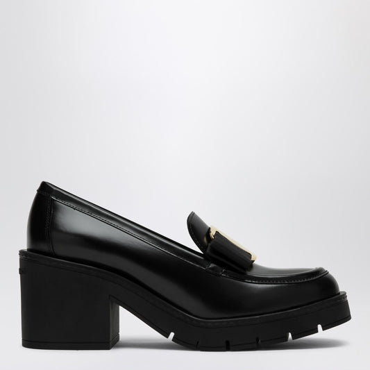 FERRAGAMO Black Vara Bow moccasin with heel 07773601CLEP_FERRA-NR