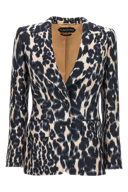 TOM FORD ANIMAL PRINT SINGLE-BREASTED BLAZER GI2504FAP203XAWLB