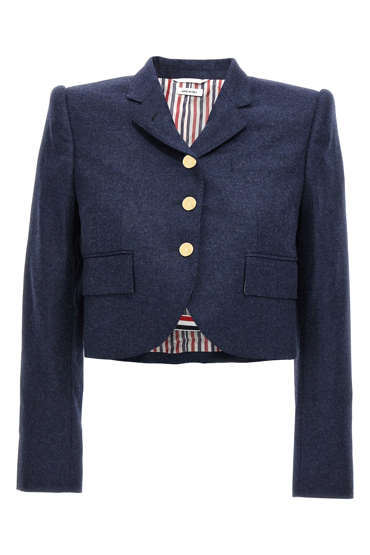 Thom Browne CROPPED FLANNEL JACKET FBC864AF0057424