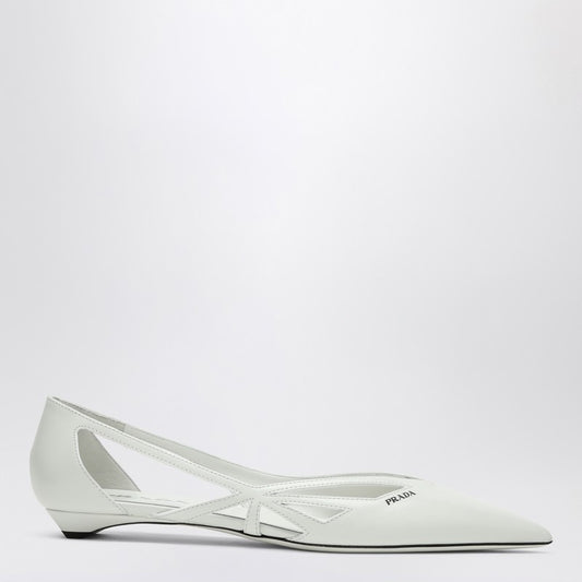 Prada Cut out white brushed leather ballerina 1F732ND015055P_PRADA-F0009