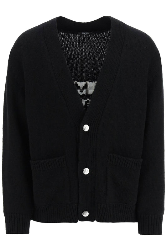 Balmain jacquard cardigan with back logo BH1KM000KC88EAB