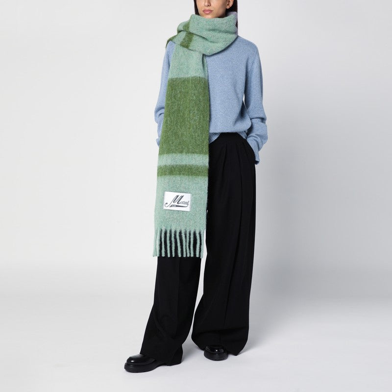 Marni Alpaca and mohair scarf with stripes green kiwi SCMC0122Y0UAW037P_MARNI-STV40