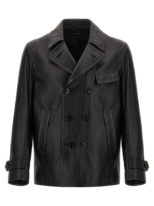 TOM FORD DOUBLE-BREASTED LEATHER JACKET LAR004LMG014S24LB999