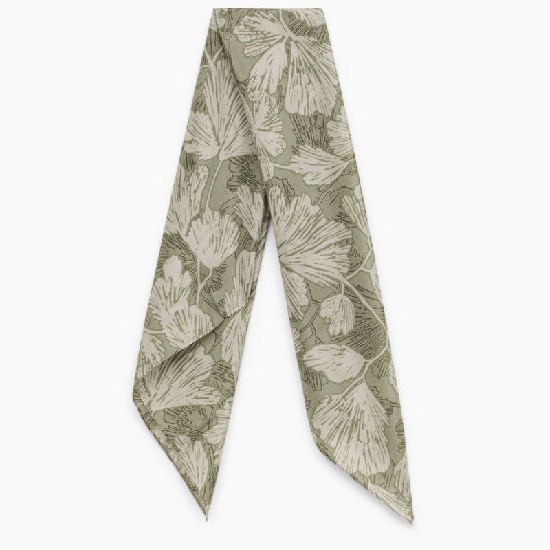 Brunello Cucinelli Green silk scarf with floral pattern MFOU0018SIO_CUCIN-C6301