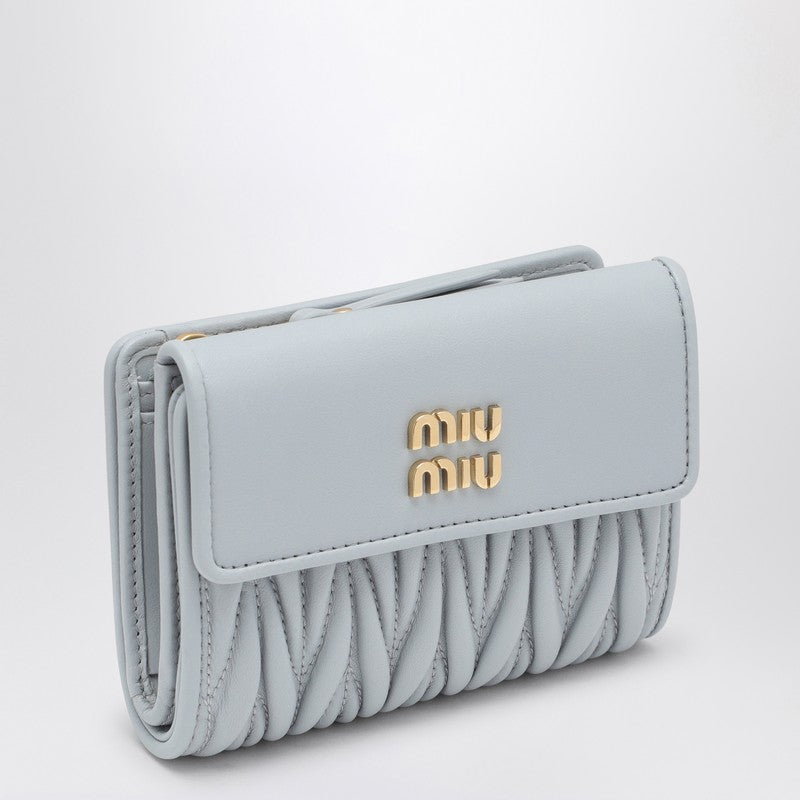 MIU MIU Pearl-coloured matelassé leather small wallet 5ML0022FPPP_MIU-F0164