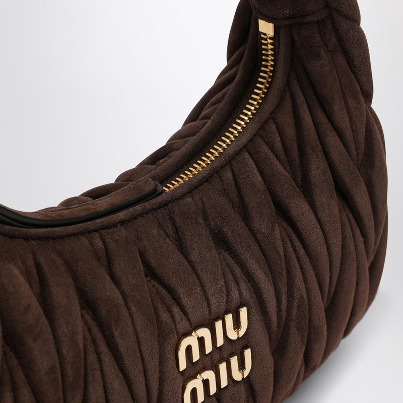 MIU MIU Small Miu Wander bag in browne suede leather 5BC125OOY2B7OP_MIU-F0003