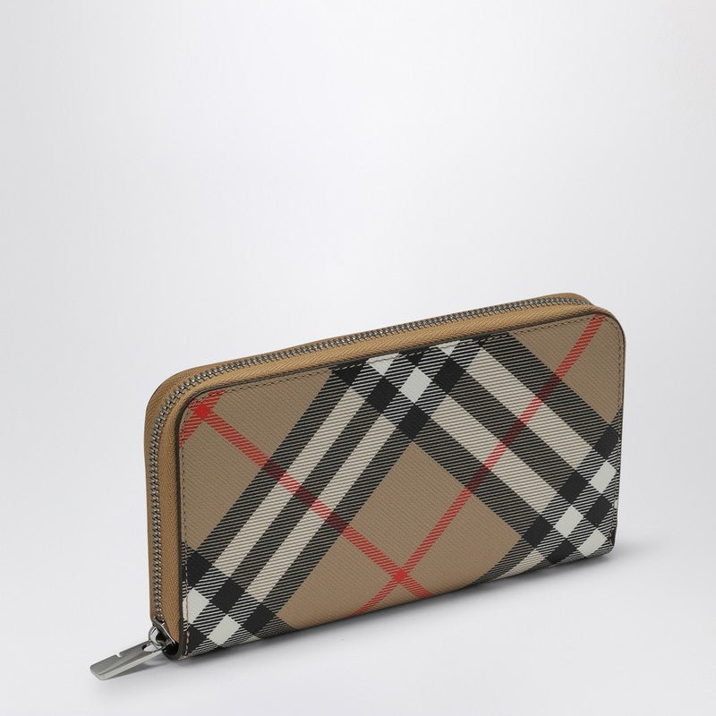 Burberry Check pattern beige zipped wallet 8091923160296P_BURBE-A2021