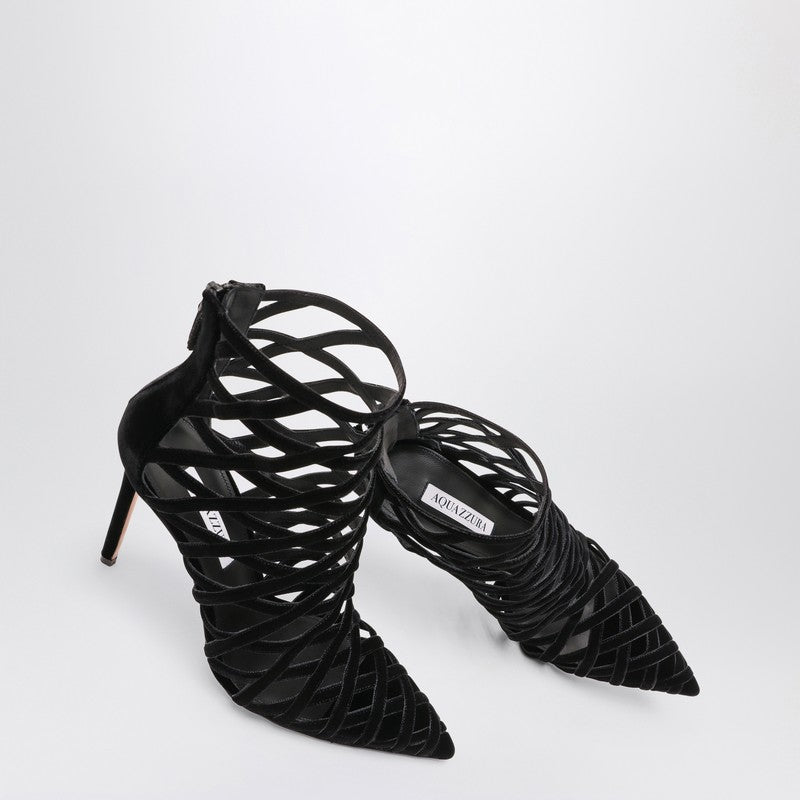 AQUAZZURA Black perforated décolleté with zip RMNHIGB0VELP_AQUA-000