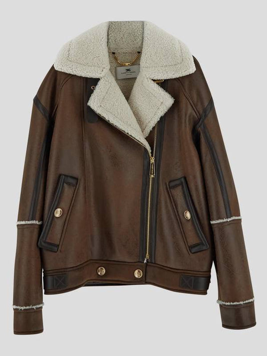 Elisabetta Franchi Coats Leather Brown CP60A46E2600