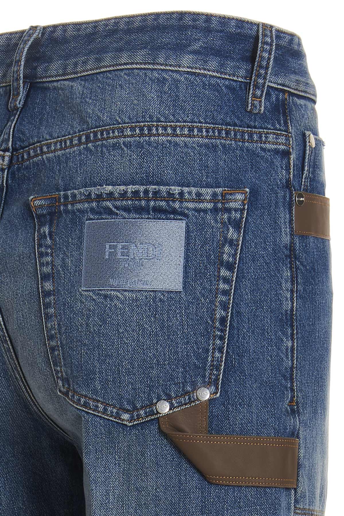 FENDI LEATHER DETAIL JEANS FLP317AN4WF0QG0