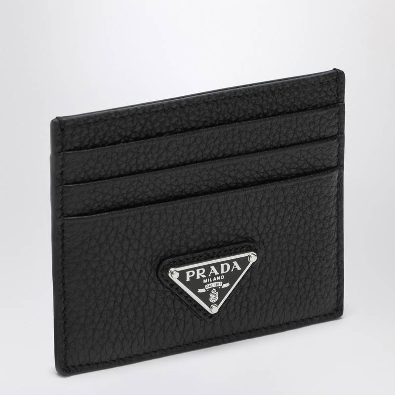 Prada Black leather card holder with logo triangle 2MC0252E54Q_PRADA-F0002