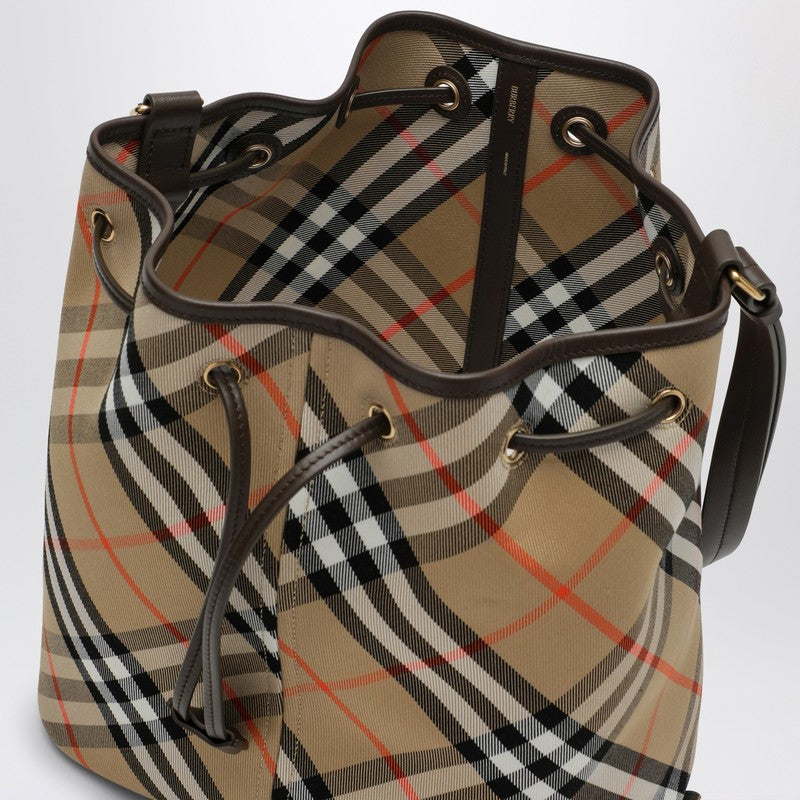 Burberry Medium beige bucket bag with Check pattern 8093869159199P_BURBE-B9368