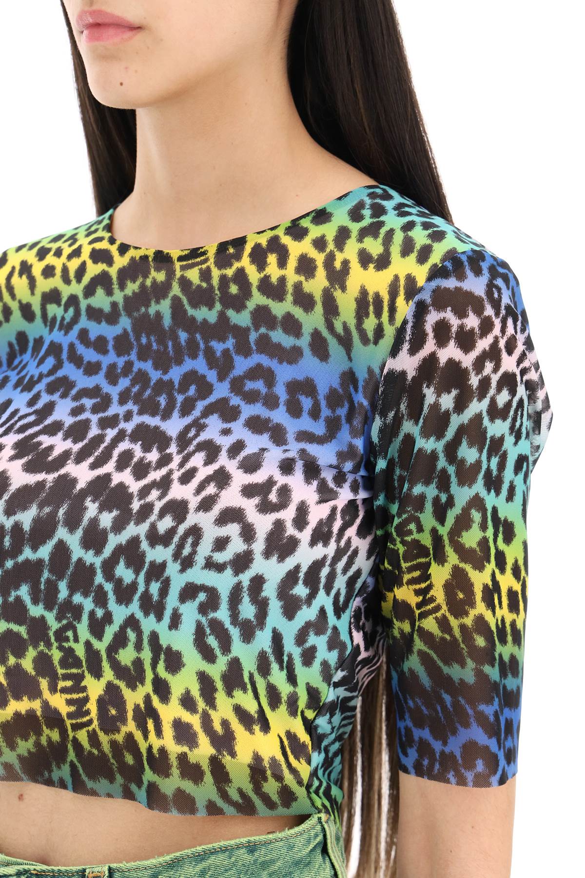 GANNI multicolor leopard print crop top T3416999