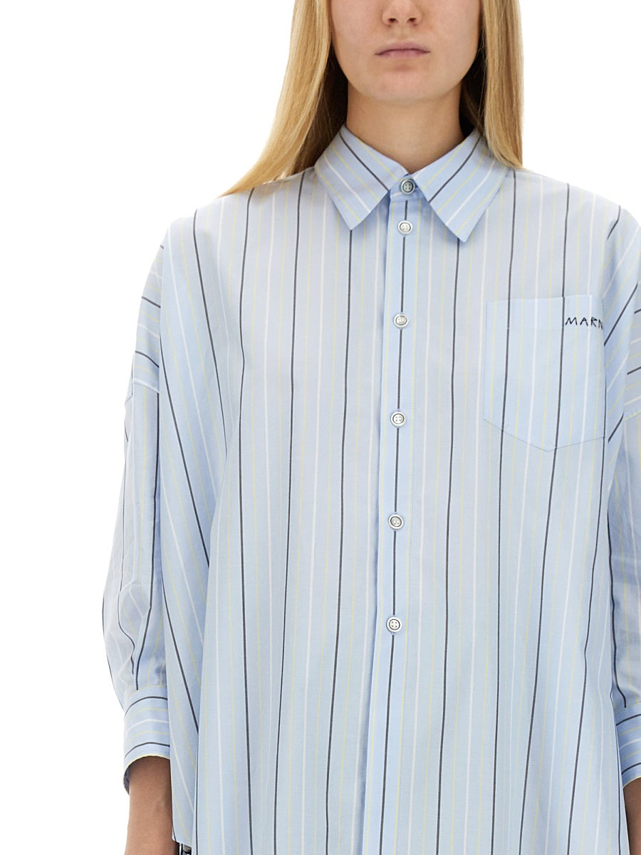 Marni ASYMMETRICAL STRIPED SHIRT CAMA0567S0UTC313STB24