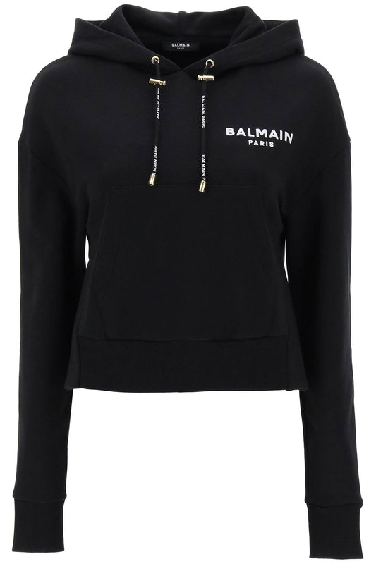 Balmain cropped sweatshirt with flocked logo print BF1JP000BB01EAB