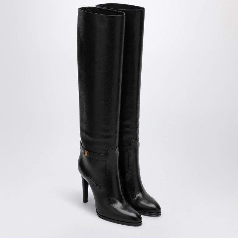 Saint Laurent Black Diane boot in grained leather 74379725V00P_YSL-1000