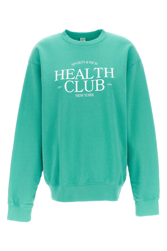 Sporty & Rich 'HEALTH CLUB' SWEATSHIRT CR855FTFADEDTEAL