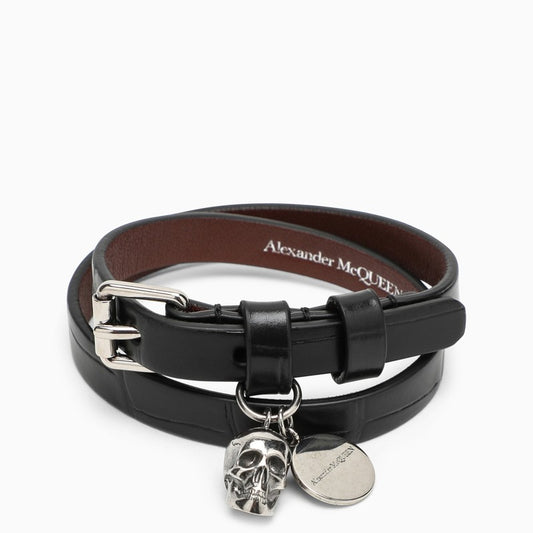 Alexander McQUEEN Black leather Skull bracelet 554466DZT0YN_ALEXQ-1000