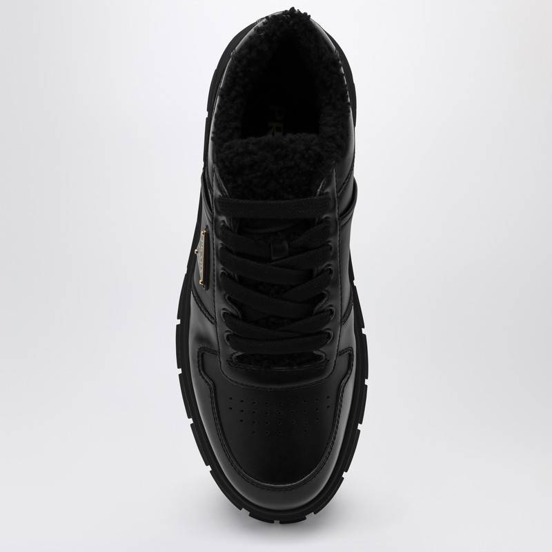 Prada Black leather and sheepskin platform sneaker 1E947MZG453LENQ_PRADA-F0002