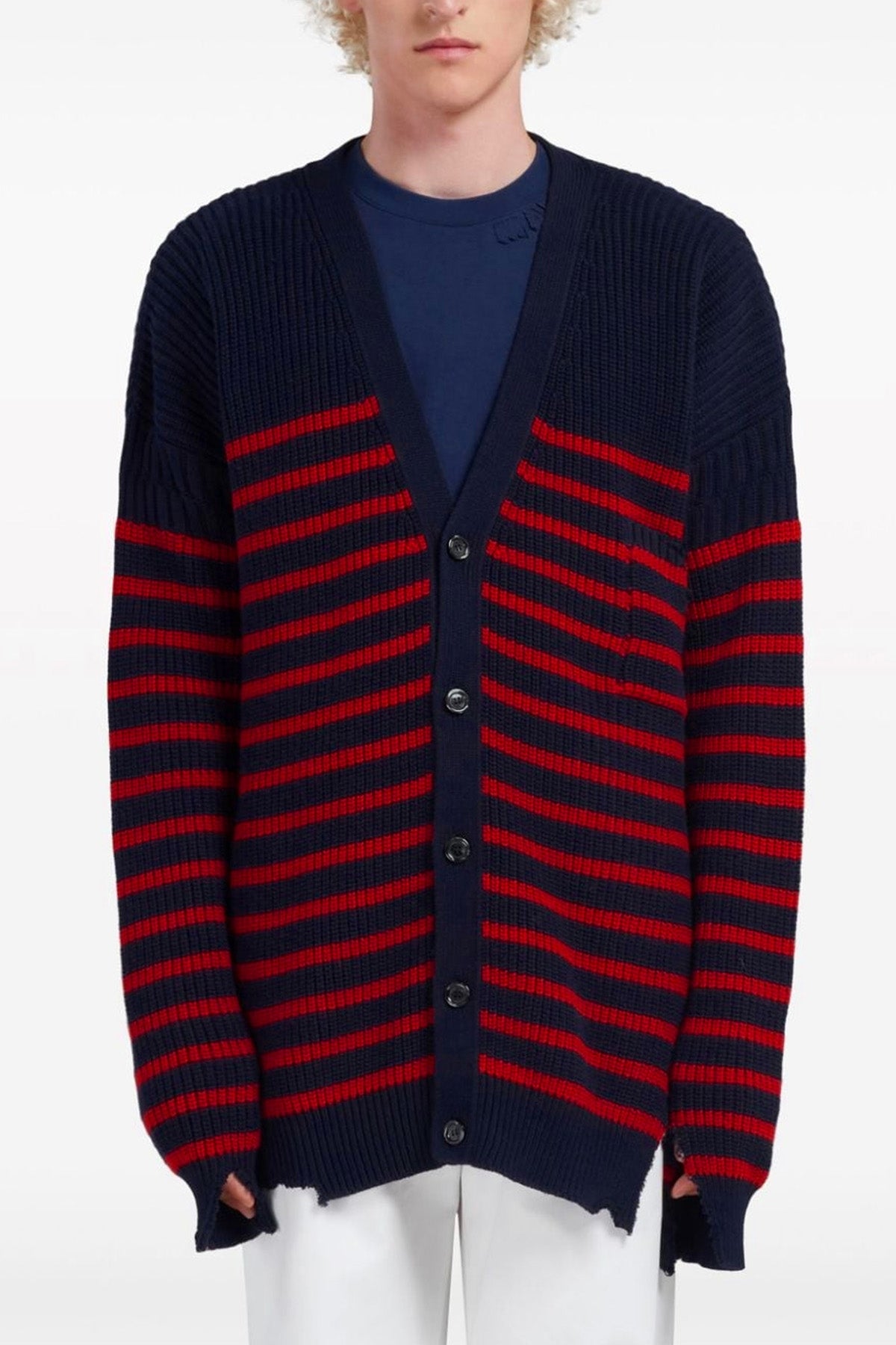 Marni DESTROYED EFFECT STRIPED CARDIGAN CDMG0127Q0UFC532RGB94