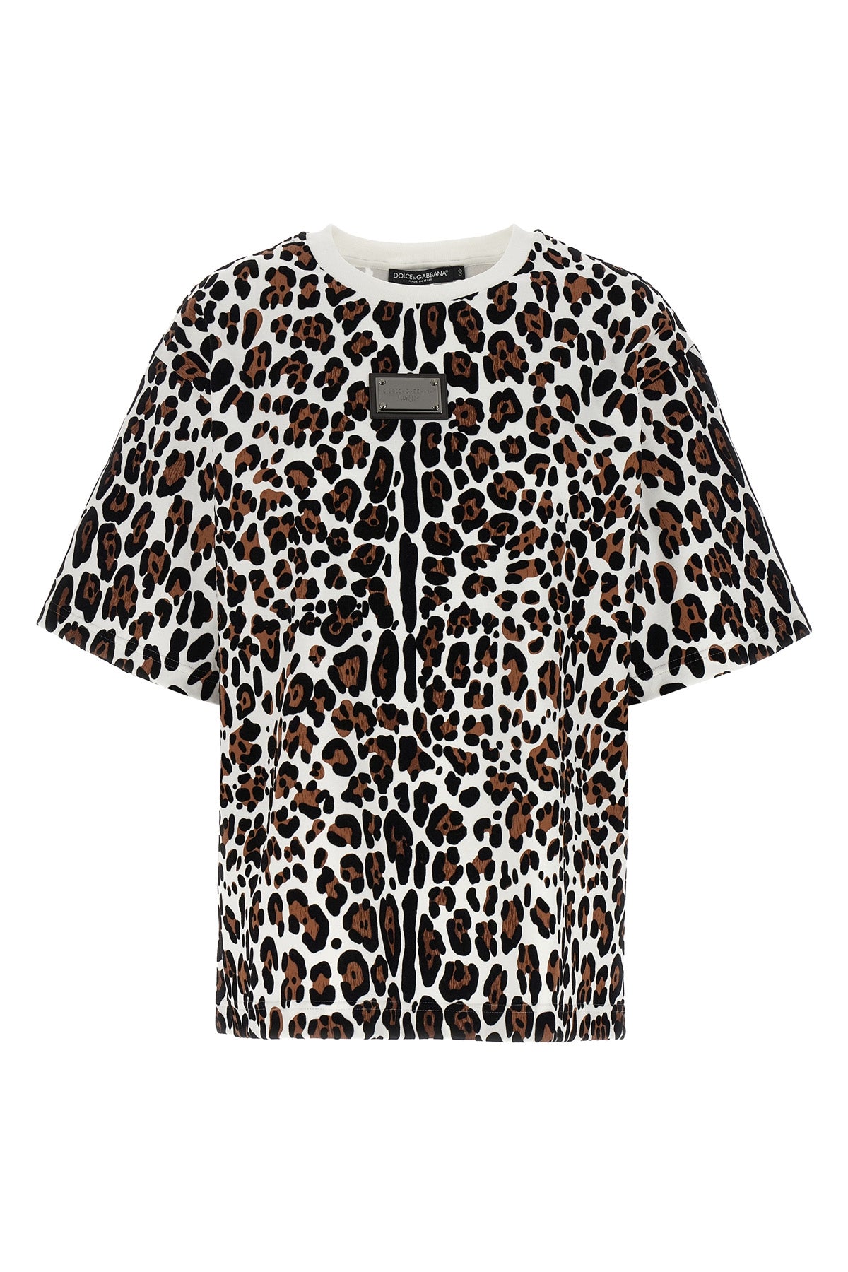 Dolce & Gabbana ANIMAL PRINT LOGO PLAQUE T-SHIRT F8U43TGDBZPHA93M