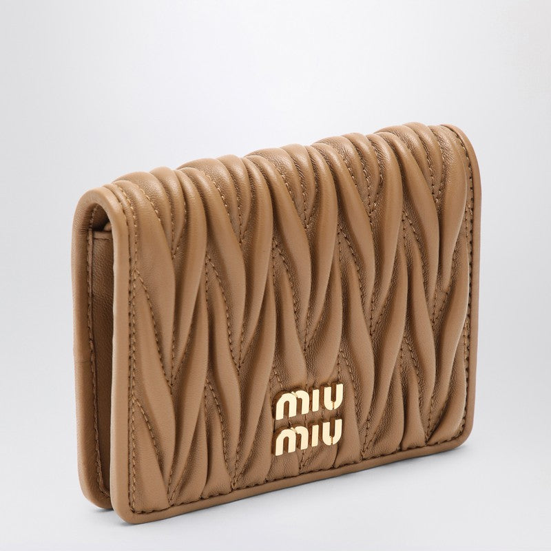 MIU MIU Caramel-coloured matelassé leather small wallet 5MV2042FPPP_MIU-F098L