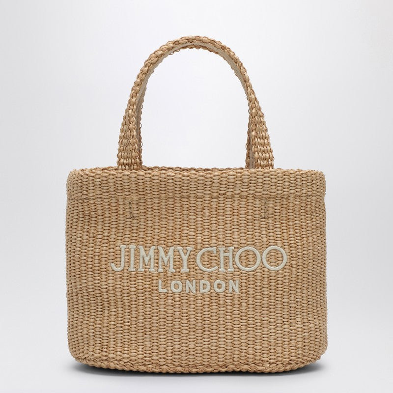 JIMMY CHOO Small Beach Tote East-West in natural rafia BEACHTOTEEWMINIJYNP_JIMCH-NL