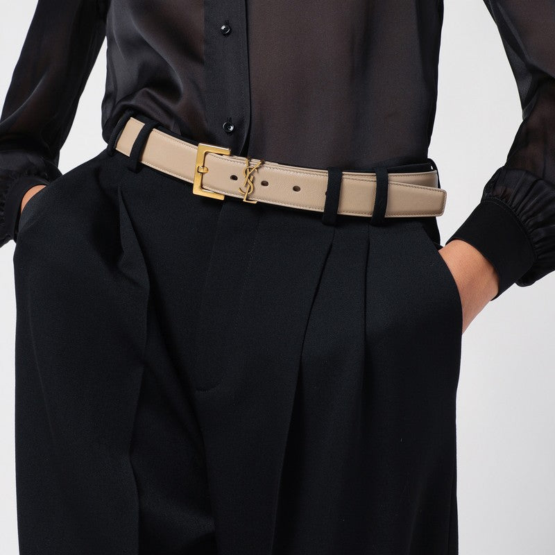 Saint Laurent Monogram dark beige belt 3 cm 634437BOO0WP_YSL-2721