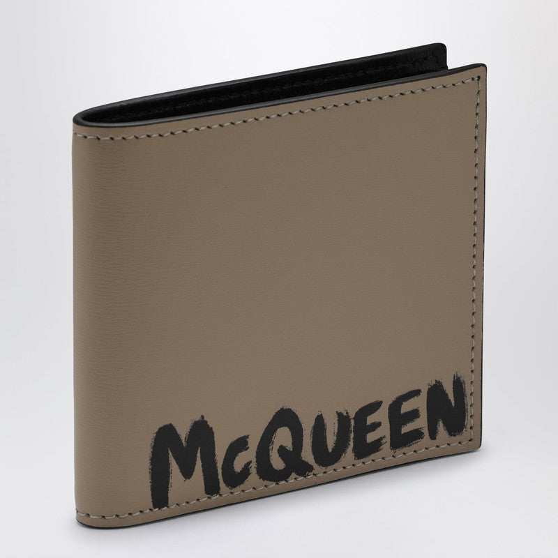 Alexander McQUEEN Graffiti beige leather wallet 6021371AATGP_ALEXQ-2601