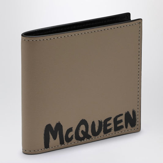 Alexander McQUEEN Graffiti beige leather wallet 6021371AATGP_ALEXQ-2601