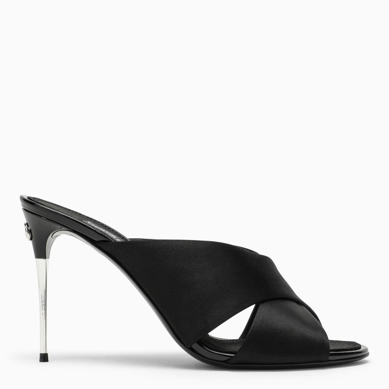 Dolce & Gabbana Black satin mule with logo CR1738AV799O_DOLCE-8B956