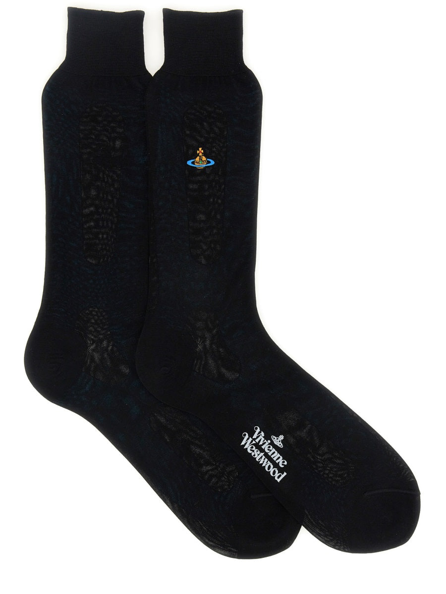 Vivienne Westwood SOCK WITH ORB EMBROIDERY 81040001K001DN401