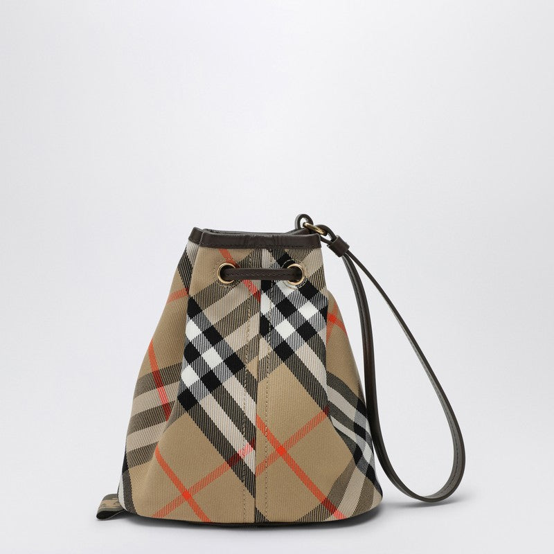 Burberry Check pattern beige drawstring clutch bag 8093916159199P_BURBE-B9368