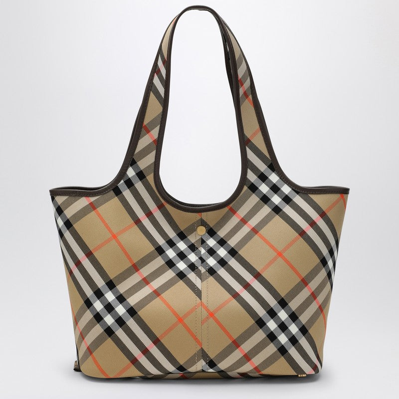 Burberry Beige Check pattern small tote bag 8094685159199P_BURBE-B9368