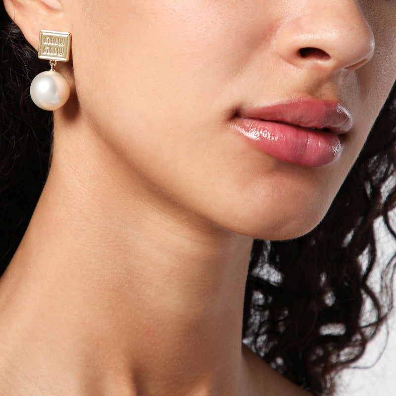 MIU MIU Gold metal earrings with pearl 5IO1322F89P_MIU-F0SAJ