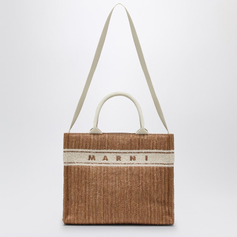 Marni Small tote bag écru in raffia-effect fabric SHMP0077L0P7945P_MARNI-ZO822