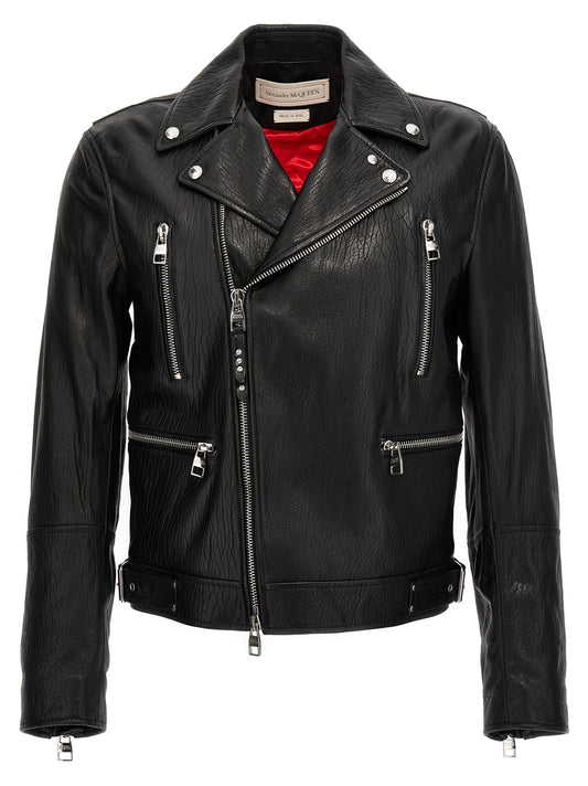 Alexander McQUEEN TEXTURE LEATHER JACKET 626381Q5LDS1000