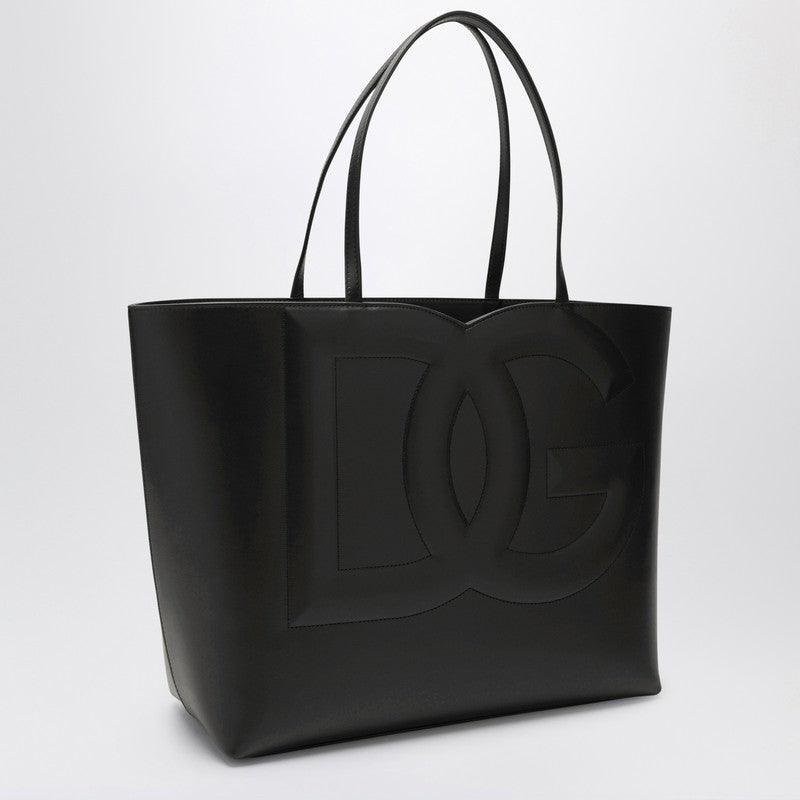 Dolce & Gabbana DG logo black leather medium tote bag BB7338AW576P_DOLCE-80999