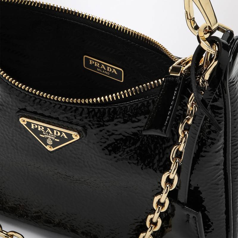 Prada Black Re-Edition mini bag in Naplak patent leather 1BC204QOM2DNTQ_PRADA-F0002