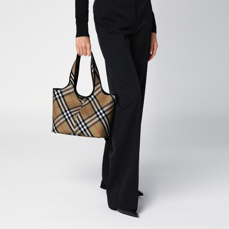 Burberry Beige Check pattern small tote bag 8094685159199P_BURBE-B9368